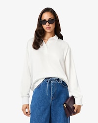 Oversized Polohemd aus Satin mit langen Ärmeln