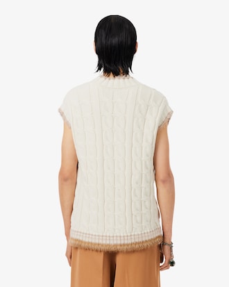 Ärmelloser Pullover aus Wolle mit Zopfmuster