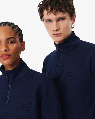 Sweatshirt mit hohem Nacken, Tiefpr&auml;gung und Rei&szlig;verschluss