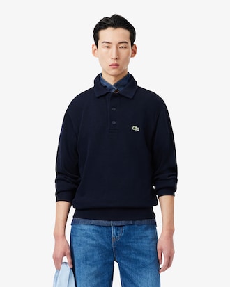 Rippstrick-Sweatshirt aus Baumwolle mit Polokragen