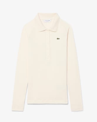 Slim Fit-Polohemd aus Rippstrick mit langen &Auml;rmeln