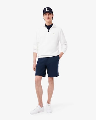 Shorts aus Baumwollfleece mit Logo-Einfassung