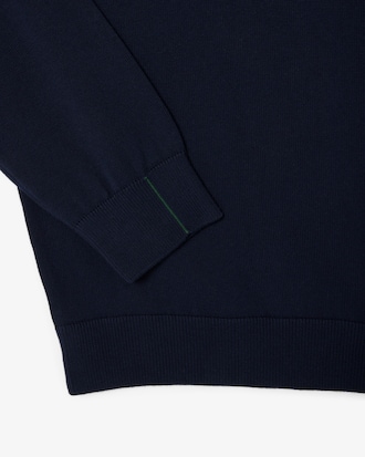 Einfarbiger Pullover aus Baumwolle mit V-Ausschnitt