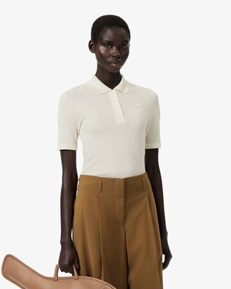 Slim Fit-Polohemd mit Mini-Piqué aus Seide