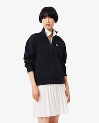 Sweatshirt aus Piqué mit Reißverschluss und hohem Kragen
