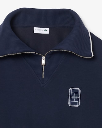 Loose Fit Half-Zip-Sweatshirt mit Brust-Badge