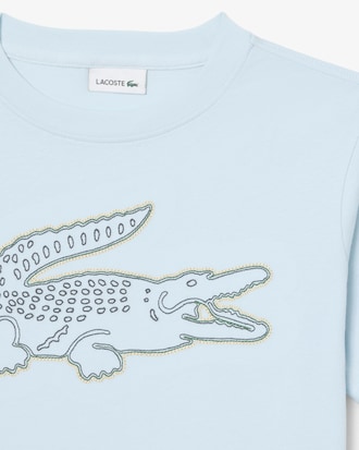 T-Shirt aus Baumwolle mit gesticktem Krokodil