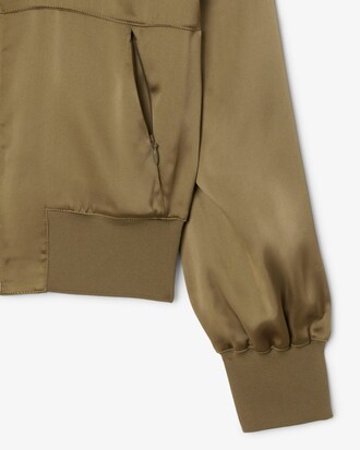 Oversized Bomberjacke aus Satin mit gestickter Unterschrift