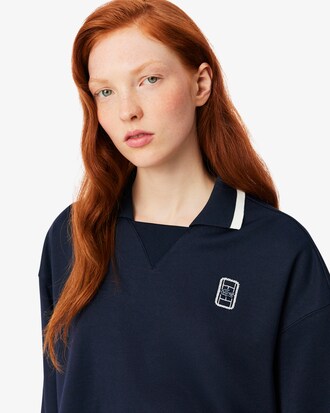 Oversized-Sweatshirt aus Piqu&eacute; mit Polokragen