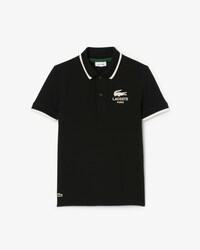 Polohemd aus Petit Piqué mit gestreiftem Kragen