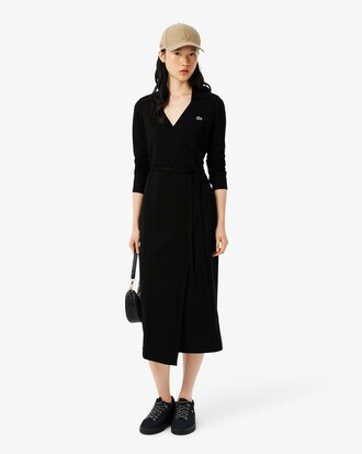 Slim Fit-Wickelkleid mit Polokragen