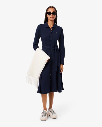 Polokleid aus Petit Piqué mit Gürtel