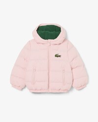 Puffer-Jacke mit Kapuze und gesticktem Krokodil