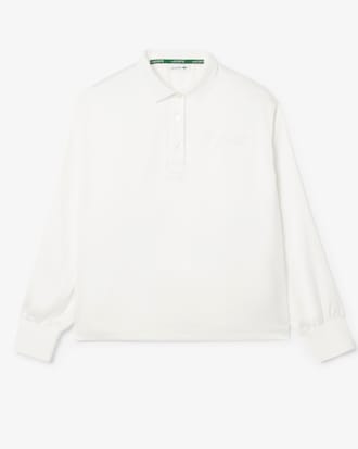 Oversized Polohemd aus Satin mit langen Ärmeln