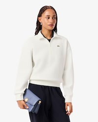 Sweatshirt aus Piqué mit Reißverschluss und hohem Kragen