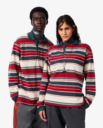 Runway Loose Fit Streifen-Piqu&eacute;-Polohemd