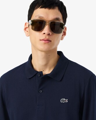 Regular Fit-Polohemd aus Baumwolle mit langen &Auml;rmeln