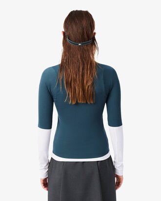 Runway bedrucktes Stretch-T-Shirt mit Rei&szlig;verschluss