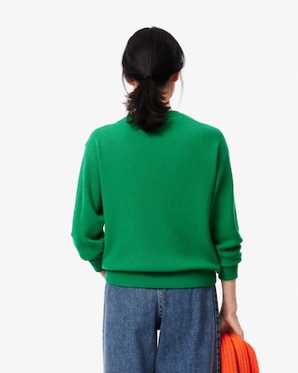 Relaxed Fit-Pullover aus Tuchwolle mit Moosstrick