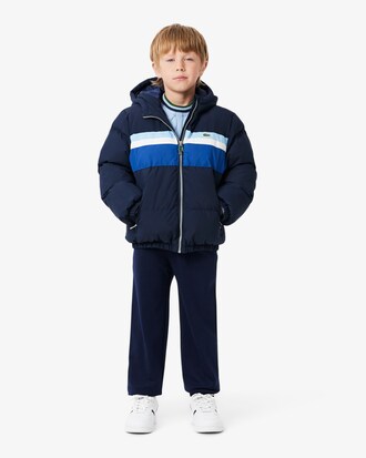 Daunenjacke mit Kapuze und Colorblock-Design