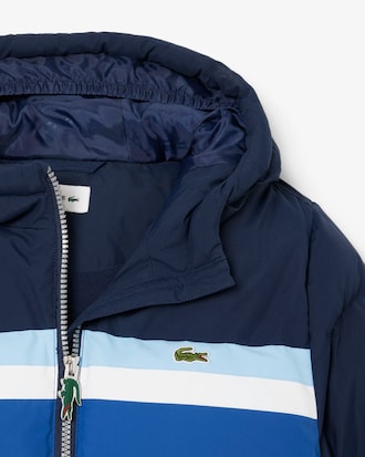 Daunenjacke mit Kapuze und Colorblock-Design