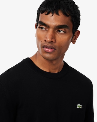 Einfarbiger Pullover aus Baumwolle mit Rundhalsausschnitt