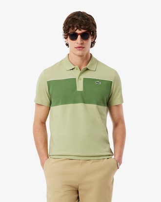 Regular Fit-Polohemd aus Piqu&eacute; mit Colorblock-Design