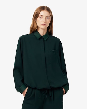 Oversized-Hemd mit Satin-Akzent