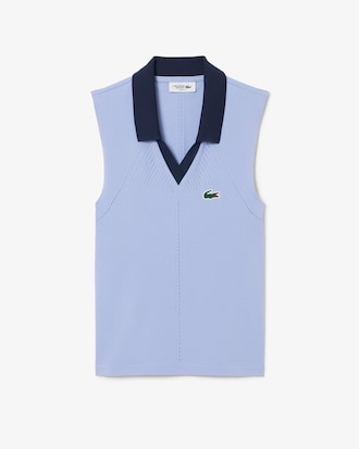 &Auml;rmelloses Tennis-Polohemd aus Stretch-Strick