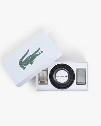Glatter Lederg&uuml;rtel mit 2&nbsp;Schnallen, Geschenkset