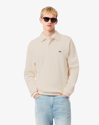 Rippstrick-Sweatshirt aus Baumwolle mit Polokragen