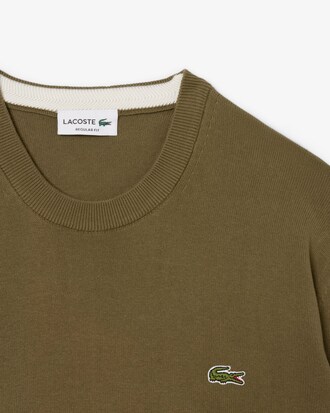 Einfarbiger Pullover aus Baumwolle mit Rundhalsausschnitt