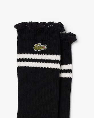 Gerippte Socken mit Spitzenabschluss