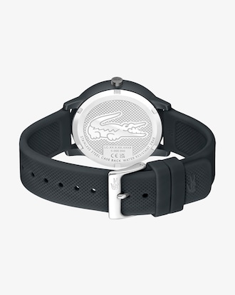 LACOSTE MOVE 12.12 Dreizeigeruhr aus schwarzem Silikon