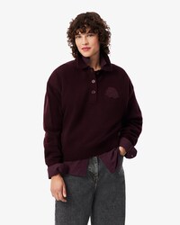 Wollpullover mit Polokragen und Badge-Akzent