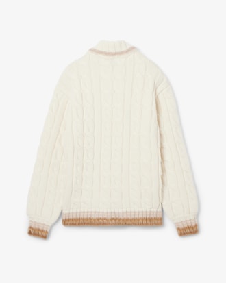 Strickpullover Runway aus Wolle mit Zopfmuster und Polokragen
