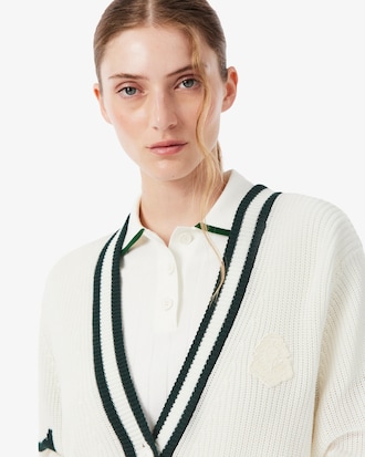Golf-Cardigan aus Wollgemisch mit Badge-Akzent