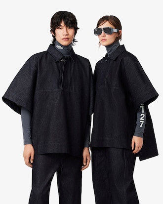 Runway oversized Denim-Polohemd