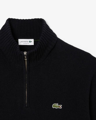 Pullover aus Tuchwolle mit Reißverschluss und hohem Kragen
