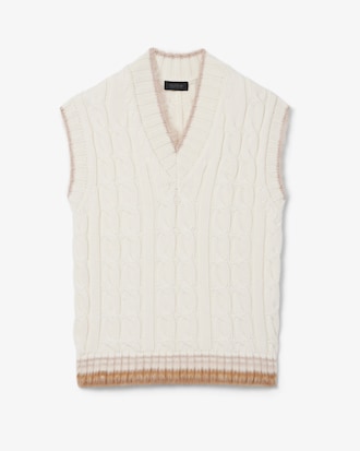 Ärmelloser Pullover aus Wolle mit Zopfmuster