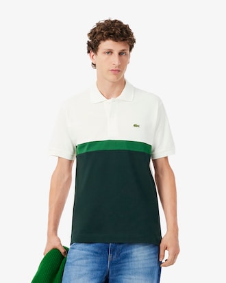 Classic Fit-Polohemd aus Petit Piqu&eacute; mit Colorblock-Design