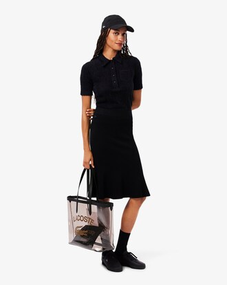 Große transparente Tote Bag Anna mit genarbtem Effekt