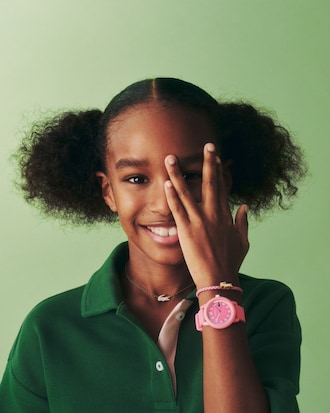 LACOSTE 12.12 Kinderuhr mit pinkfarbenem Silikonband