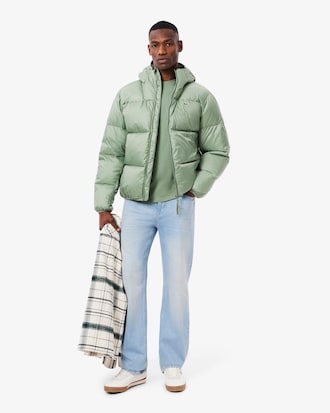 Kurze, wasserabweisende Pufferjacke mit Kapuze