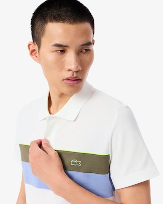 Regular Fit-Polohemd aus Mini-Piqu&eacute; mit Colorblock