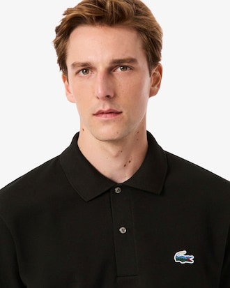 Classic Fit-Polohemd aus Piqué mit Krokodil und Landschaft