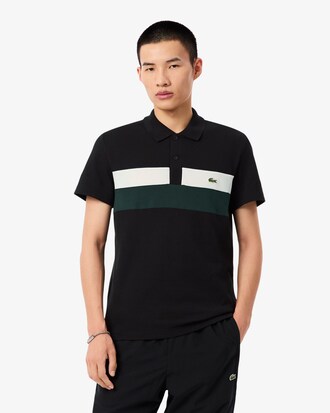 Regular Fit-Polohemd aus Mini-Piqu&eacute; mit Colorblock
