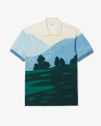 Classic Fit-Polohemd aus Mini-Piqué mit Print