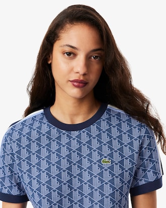 Slim Fit Jacquard-T-Shirt mit Monogramm