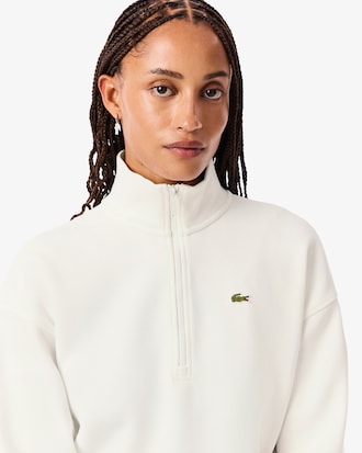 Sweatshirt aus Piqué mit Reißverschluss und hohem Kragen